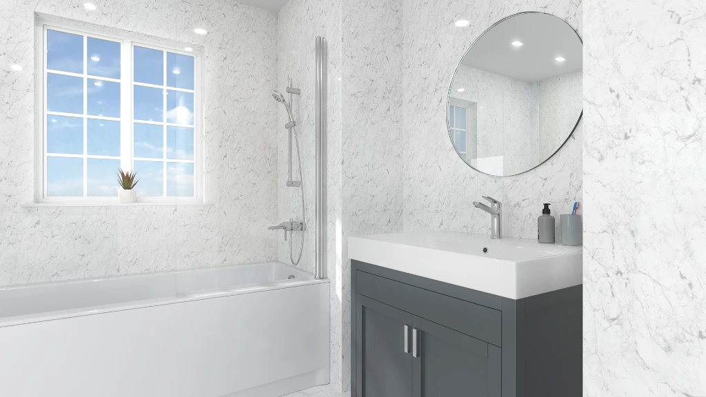 White Marble Showerpanel - Ornamental Plastics Co.