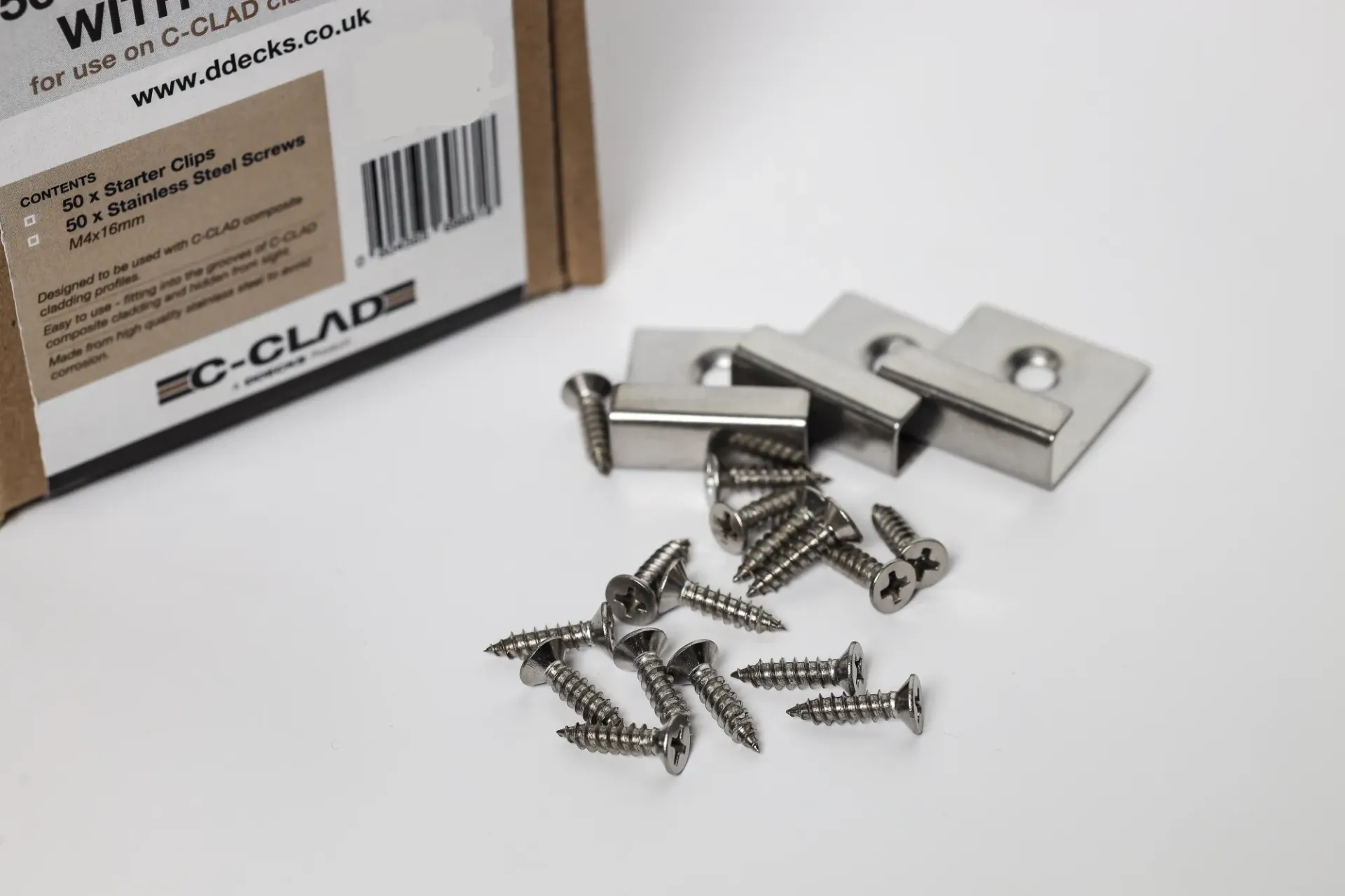 Capped Composite Cladding Starter Clips & Screws (Box Of 50)