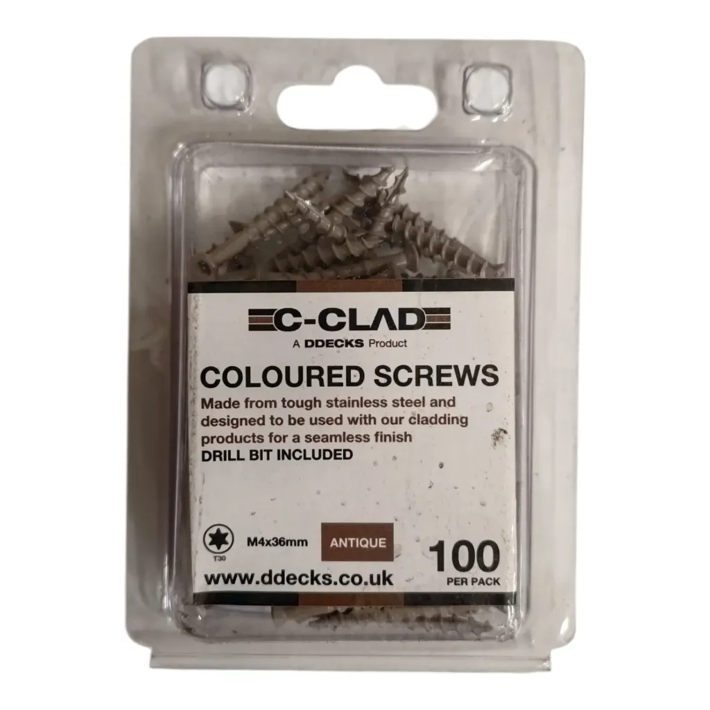 Capped Composite Cladding Coloured Screws (Bag Of 100) - Antique