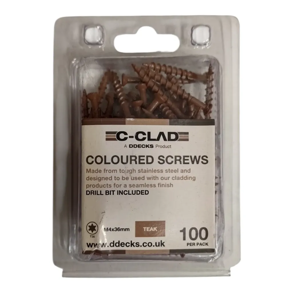 Capped Composite Cladding Coloured Screws (Bag Of 100) - Teak