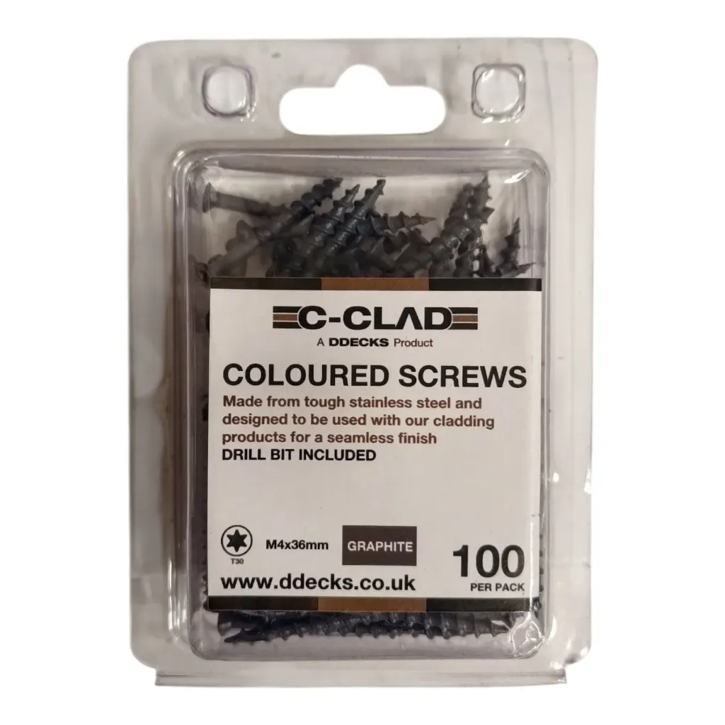 Capped Composite Cladding Coloured Screws (Bag Of 100) - Graphite