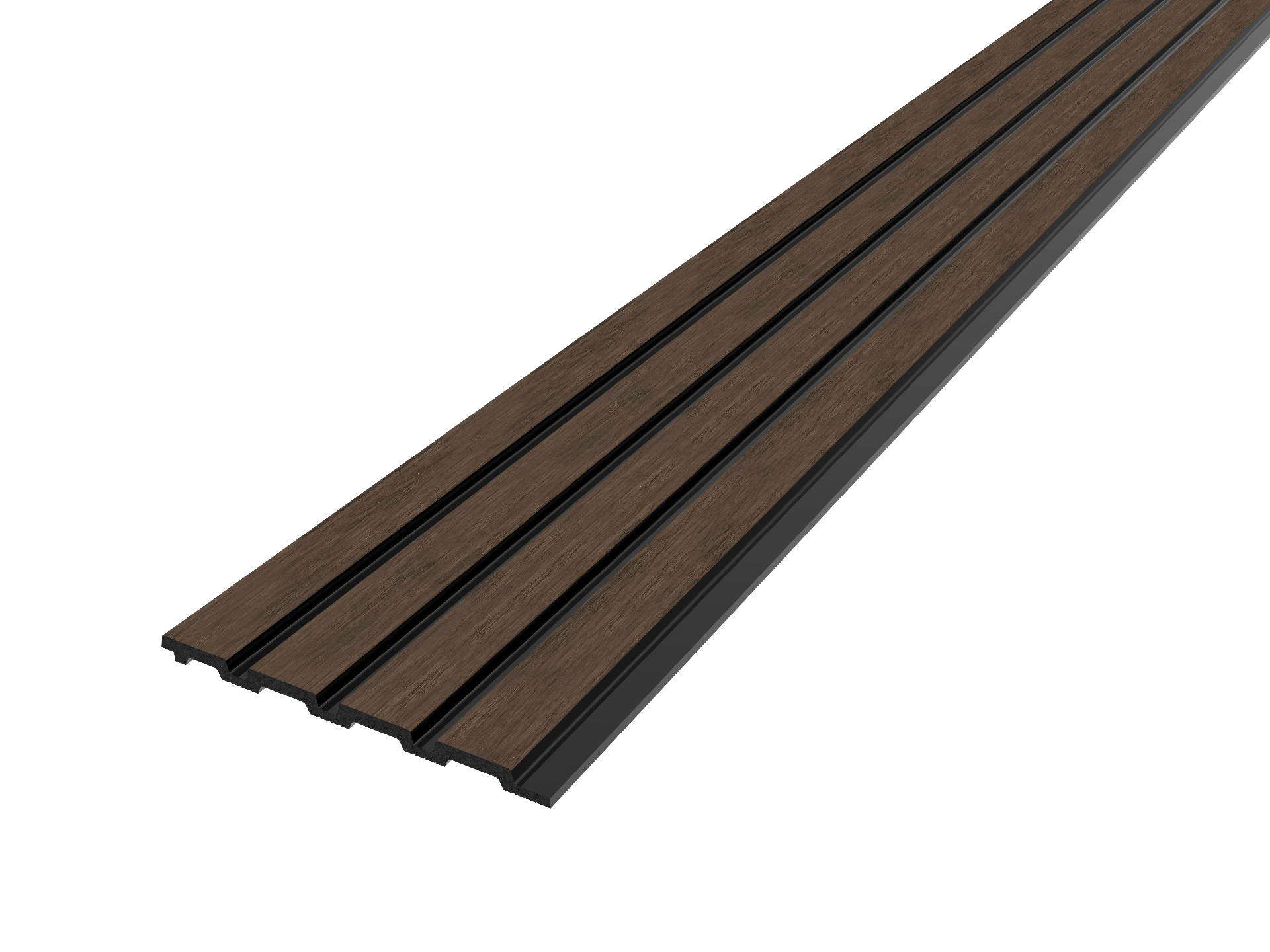 WaterProof Slatted Panel - Small Slats - 2400mm x 200mm x 12mm - Smoked Oak