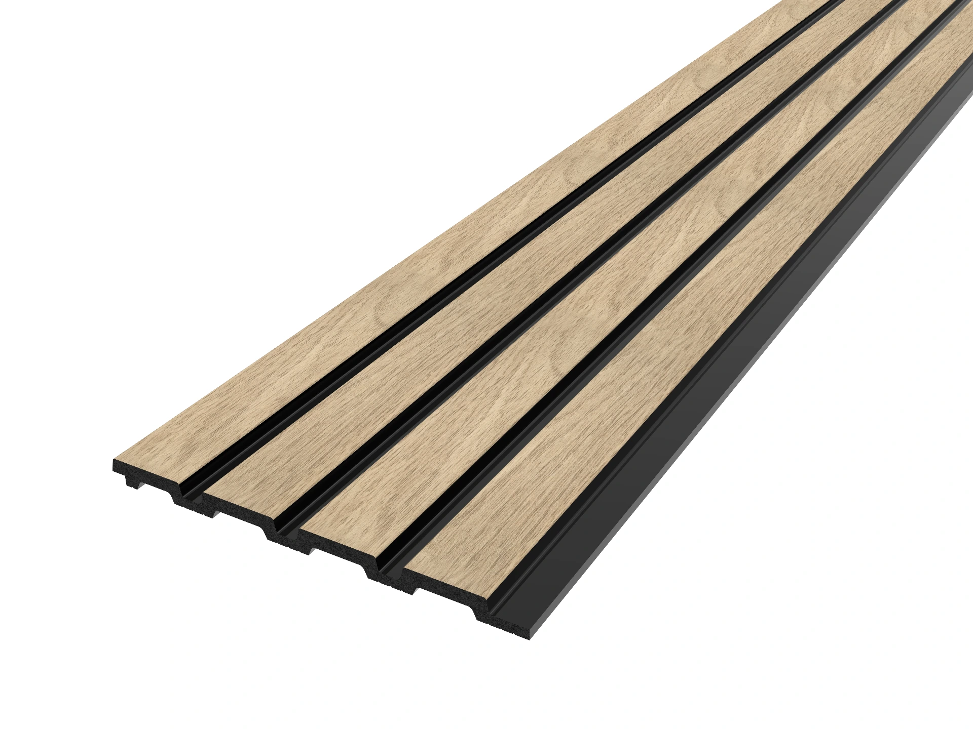 WaterProof Slatted Panel - Small Slats - 2400mm x 200mm x 12mm - Natural Oak
