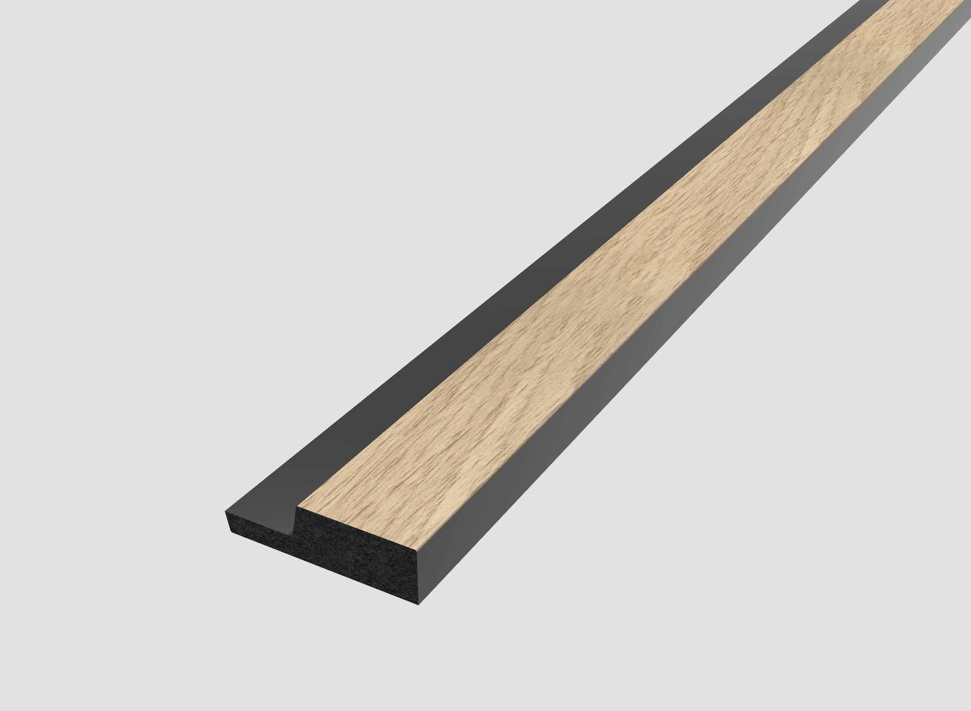 [WWP SPN LHT NO] WaterProof Slatted Panel - Small Slats - Left Hand Trim 2400mm x 42mm x 12mm - Natural Oak