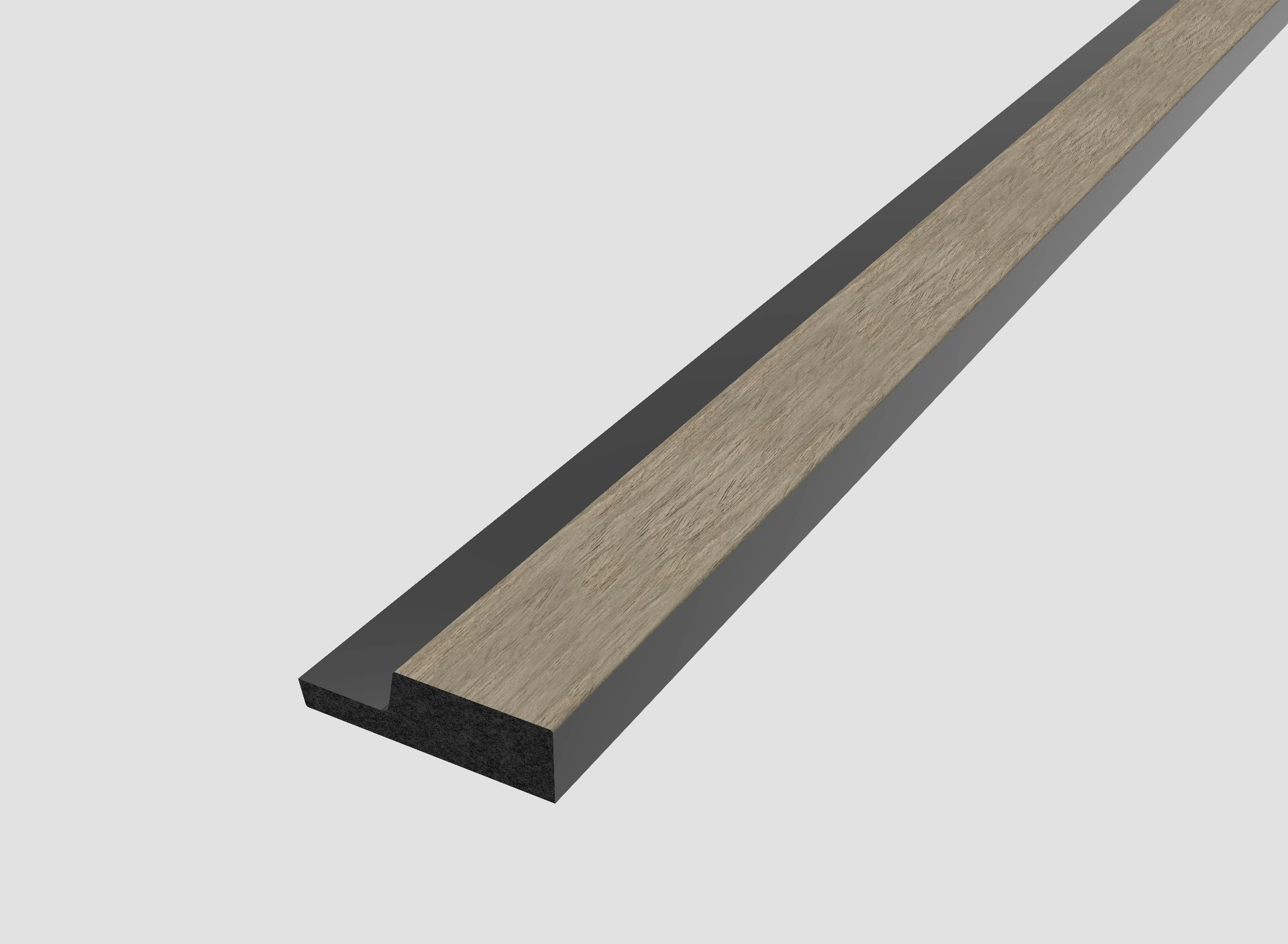 [WWP SPN LHT WO] WaterProof Slatted Panel - Small Slats - Left Hand Trim 2400mm x 42mm x 12mm - Washed Oak