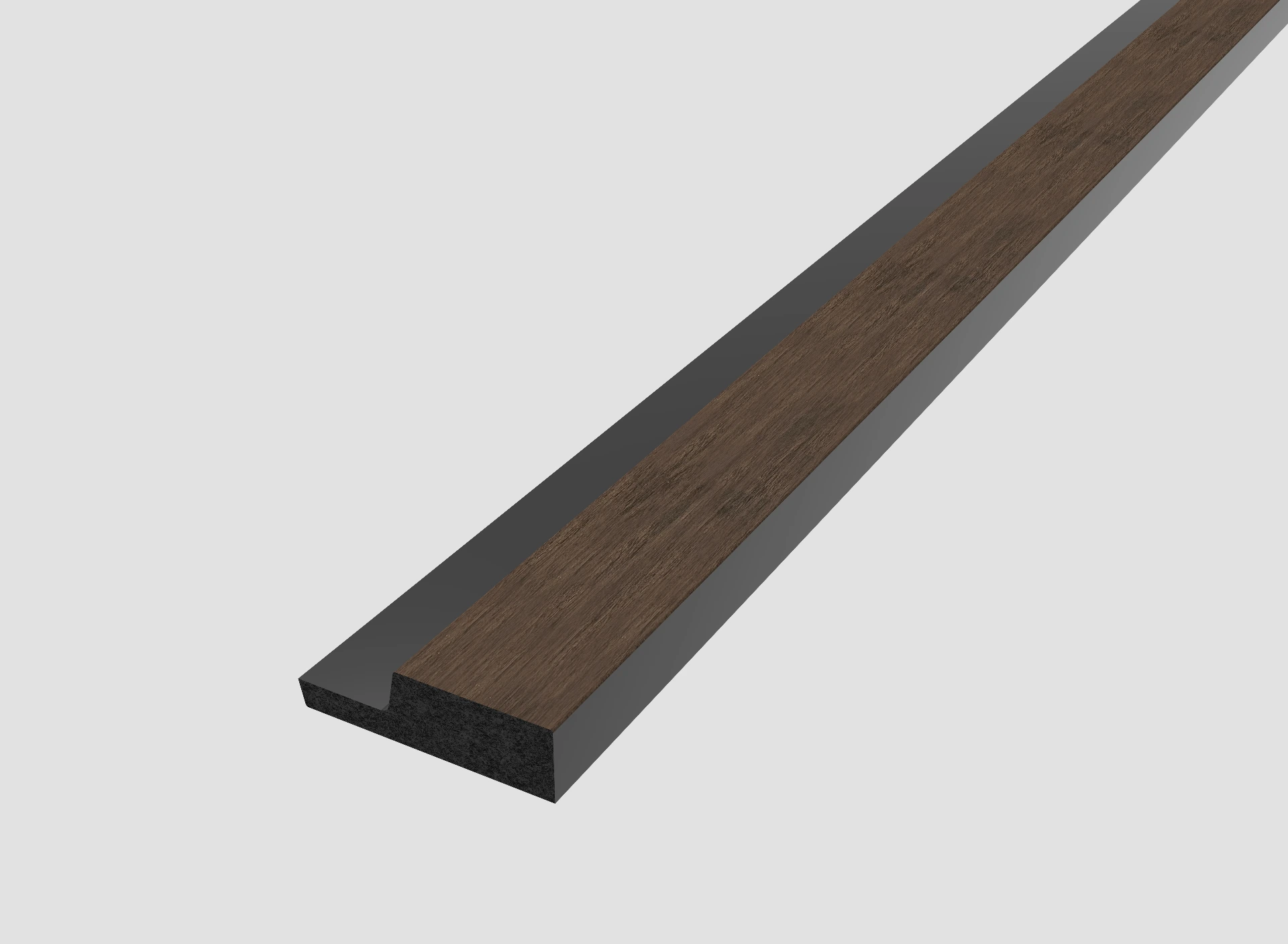 WaterProof Slatted Panel - Small Slats - Left Hand Trim 2400mm x 42mm x 12mm - Smoked Oak