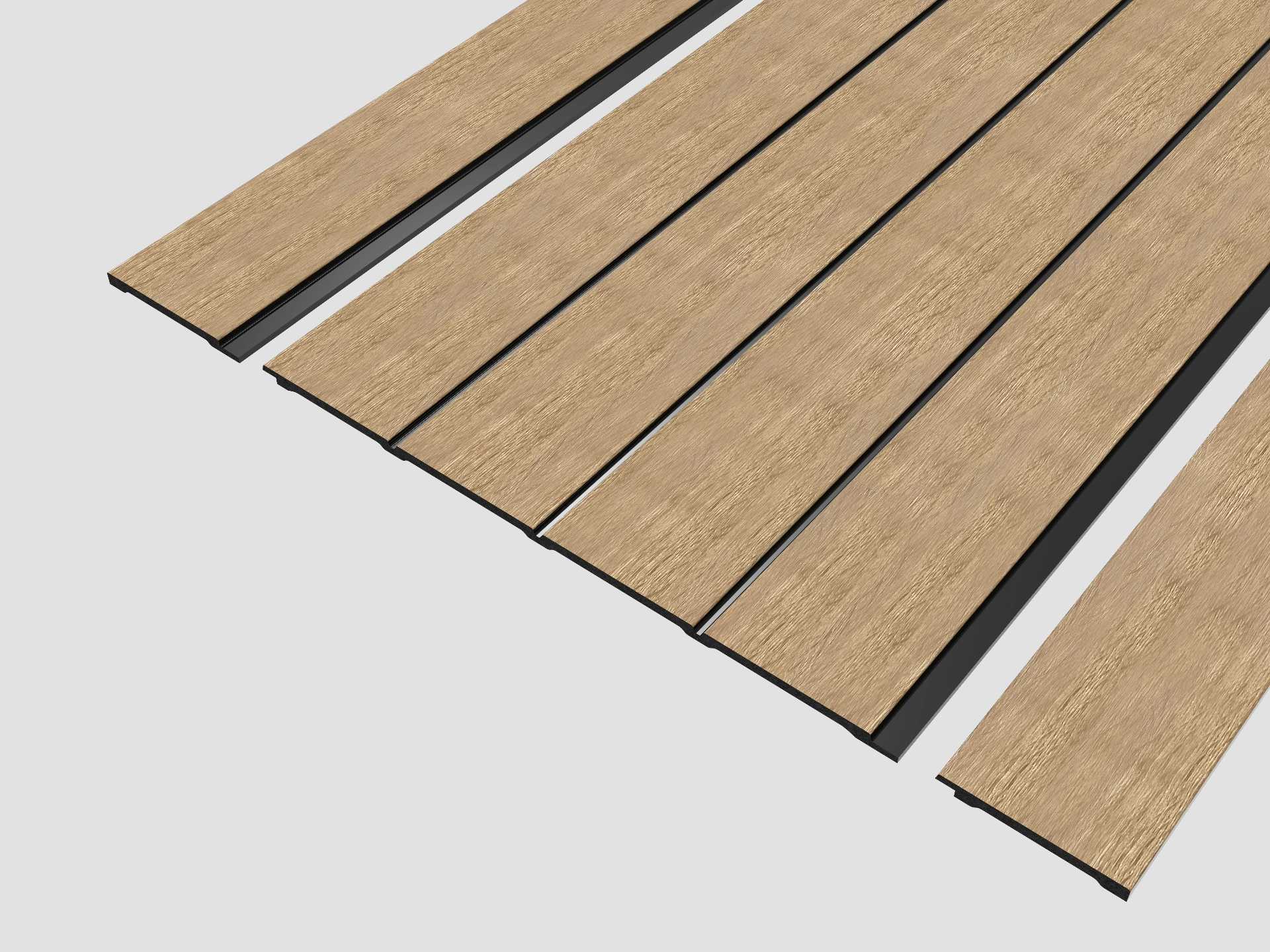 WaterProof Slatted Panel - Wide Slats - 2400mm x 315mm x 7mm - Natural Oak