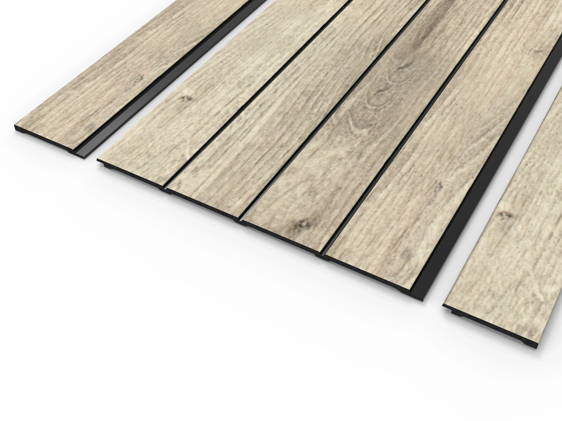WaterProof Slatted Panel - Wide Slats - 2400mm x 315mm x 7mm - Washed Oak