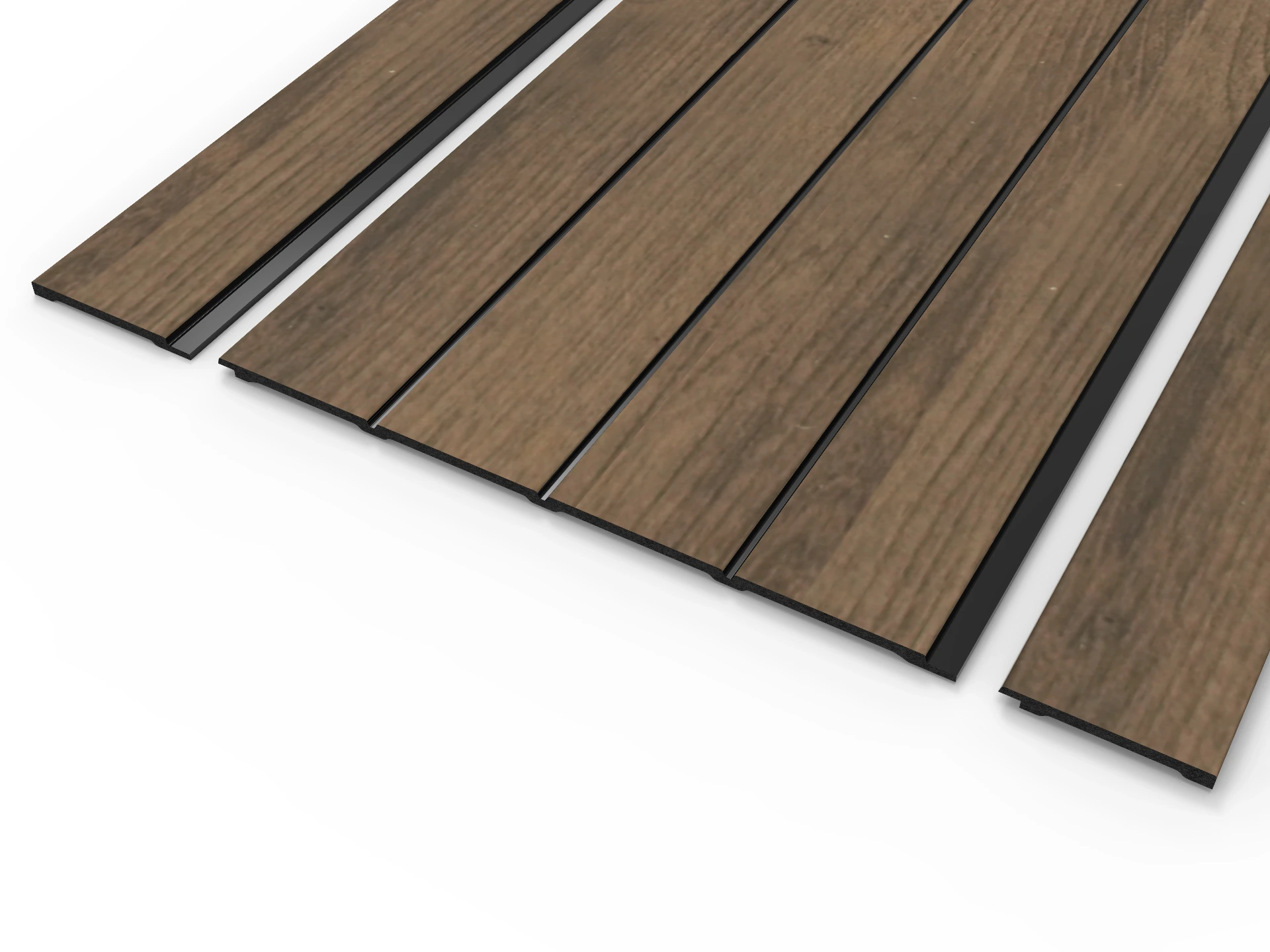 [WWP SPW (SMOKED)] WaterProof Slatted Panel - Wide Slats - 2400mm x 315mm x 7mm - Smoked Oak