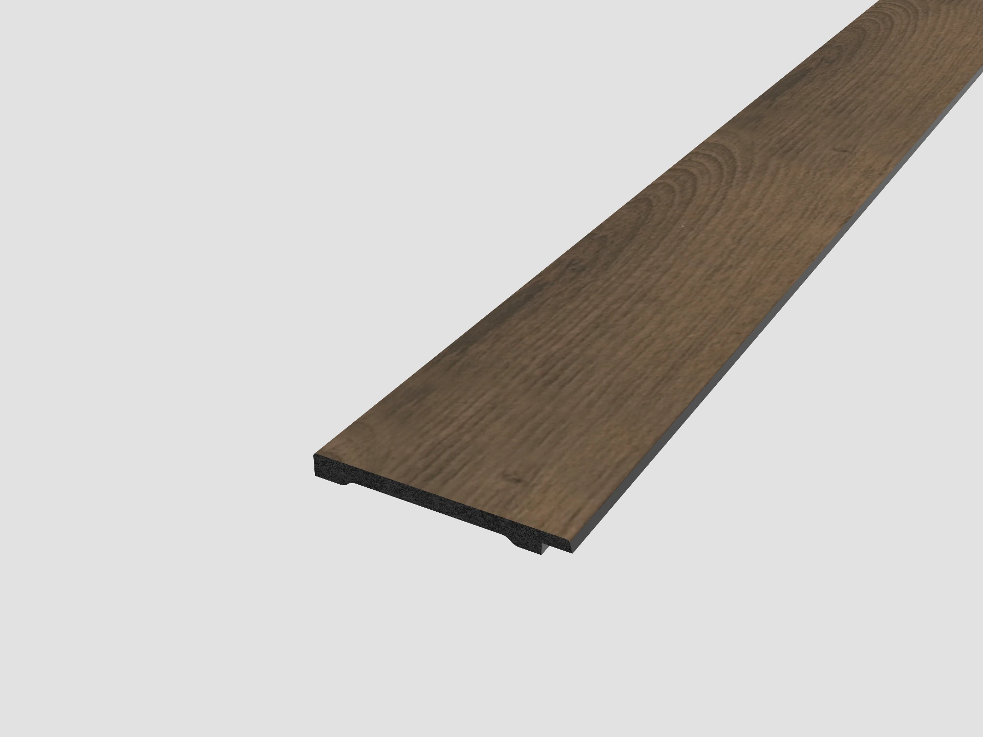 WaterProof Slatted Panel - Wide Slats - Left Hand Trim 2400mm x 72.6mm x 7mm - Smoked Oak