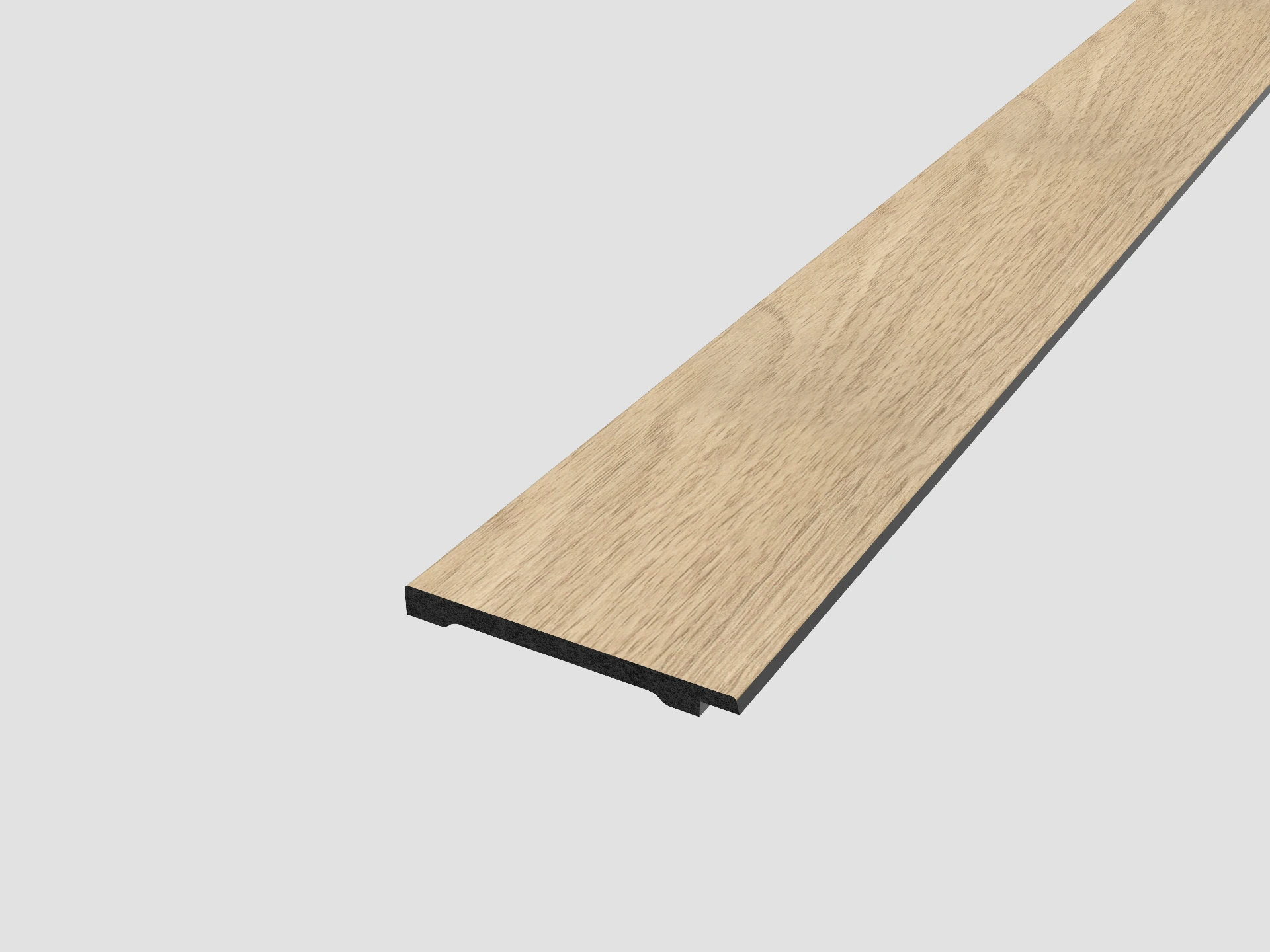 [WWP SPW LHT NO] WaterProof Slatted Panel - Wide Slats - Left Hand Trim 2400mm x 72.6mm x 7mm - Natural Oak