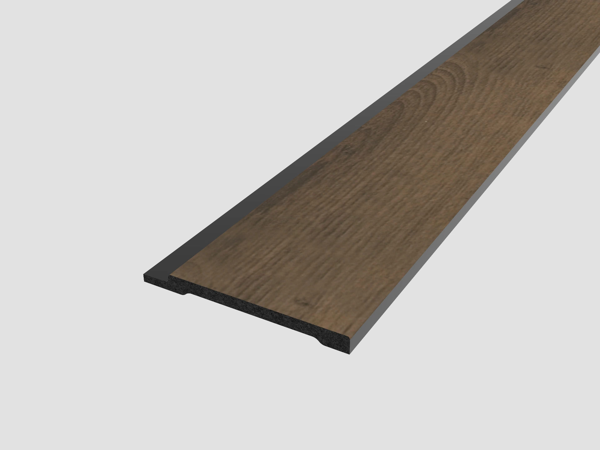 [WWP SPW RHT SO] WaterProof Slatted Panel - Wide Slats - Right Hand Trim 2400mm x 83.6mm x 7mm - Smoked Oak