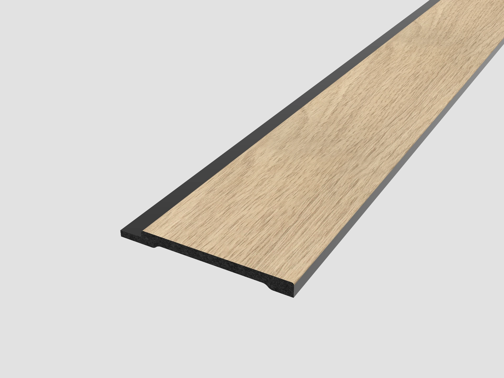 [WWP SPW RHT NO] WaterProof Slatted Panel - Wide Slats - Right Hand Trim 2400mm x 83.6mm x 7mm - Natural Oak