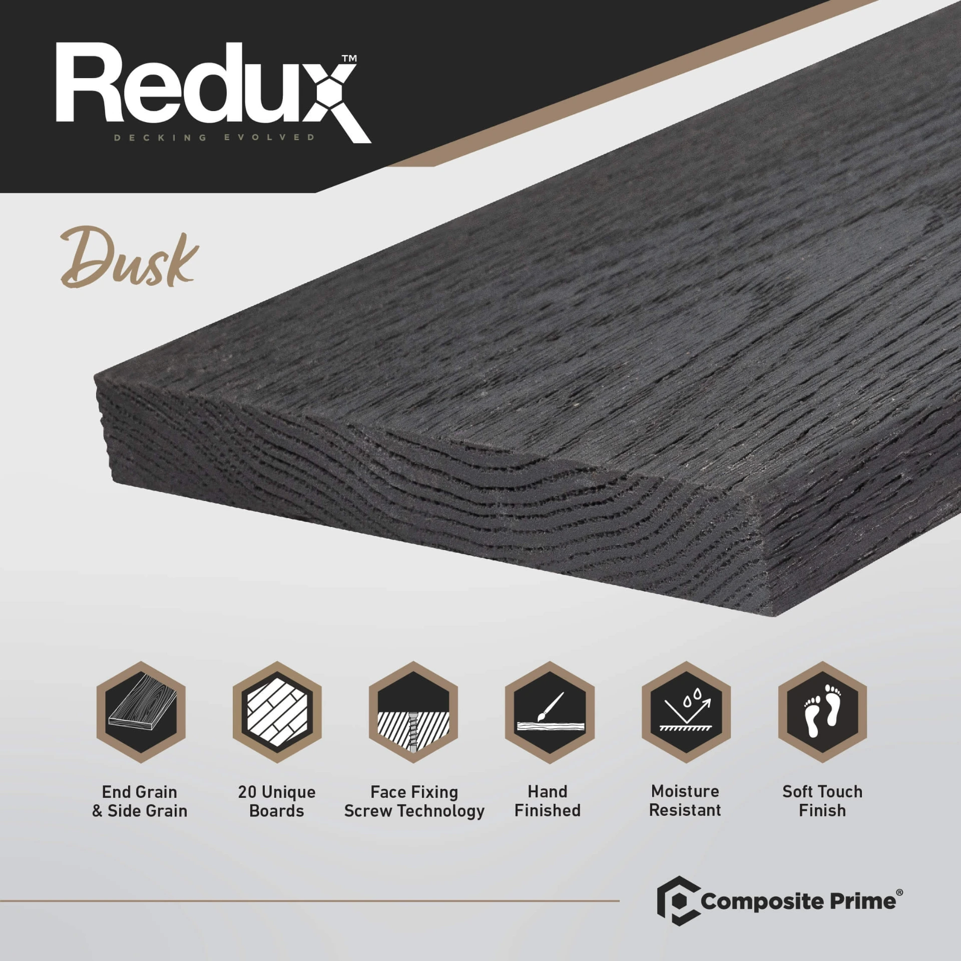 REDUX Composite Decking 23mm x 174mm x 3600mm - Dusk