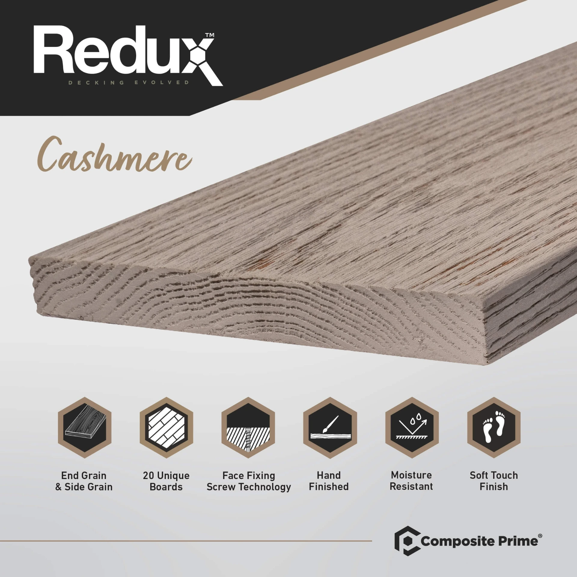 REDUX Composite Decking 23mm x 174mm x 3600mm - Cashmere