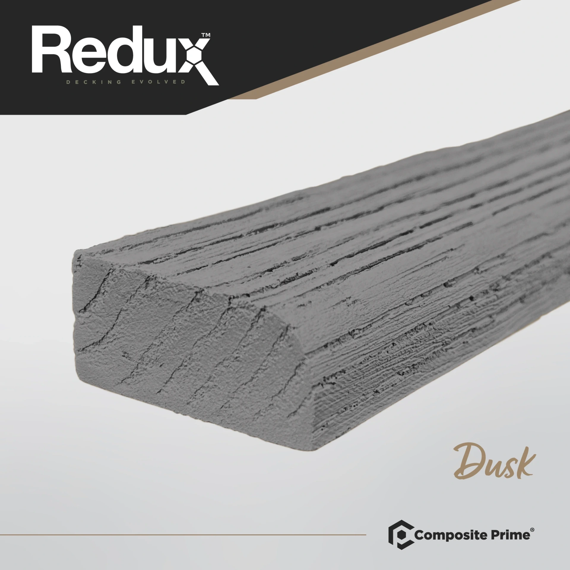 REDUX Flexible Composite Decking Bullnose 22mm x 50mm x 3600mm - Dusk