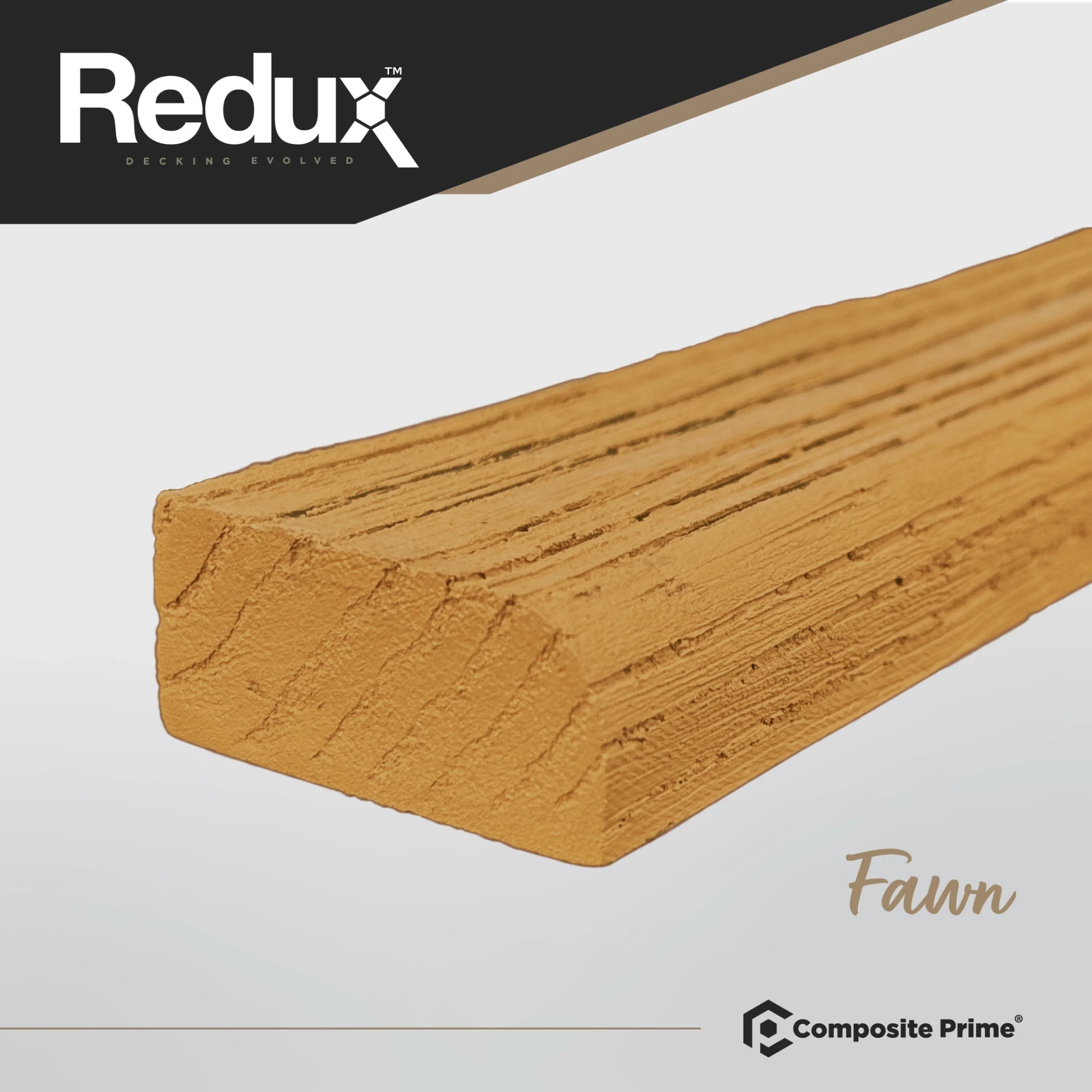 REDUX Flexible Composite Decking Bullnose 22mm x 50mm x 3600mm - Fawn