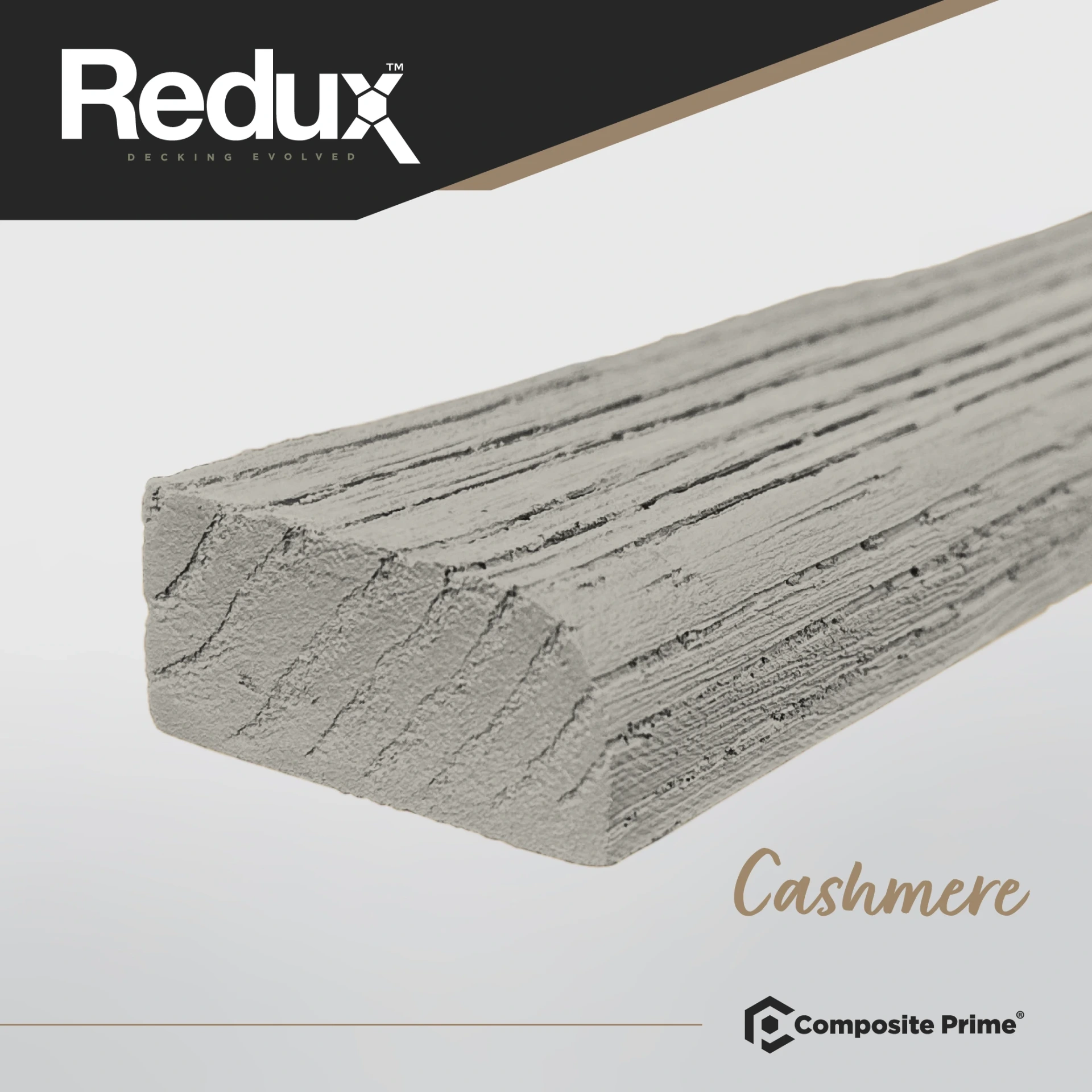REDUX Flexible Composite Decking Bullnose 22mm x 50mm x 3600mm - Cashmere