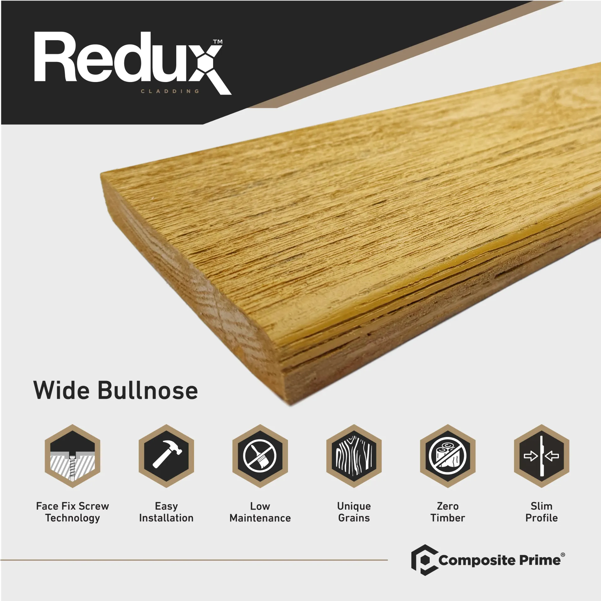 REDUX Cladding Bullnose/Reveal Board 22mm x 150mm x 3600mm - Fawn