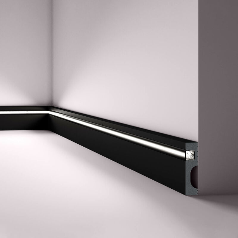 [3049709] Skirting With LED Cut-Out 80mm x 20mm x 2000mm - Black Edition
