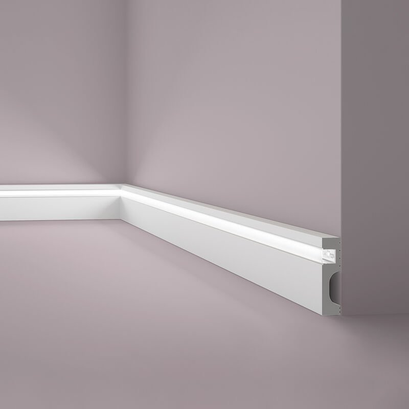 [3042072] Skirting With LED Cut-Out 80mm x 20mm x 2000mm - White Primed
